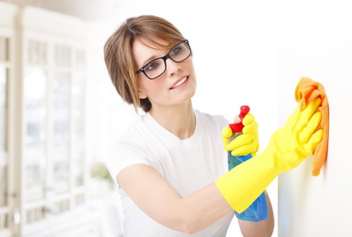 Cleaner Paddington team using safety procedures during a cleaning job