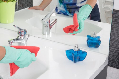 Local cleaner working in a Paddington flat with careful attention to details